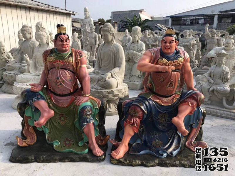 玻璃鋼彩繪寺廟供奉佛像哼哈二將雕塑 玻璃鋼彩繪寺廟供奉佛像哼哈二將雕塑