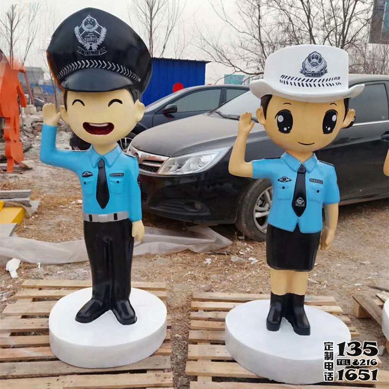 玻璃鋼卡通人物人民警察雕塑 玻璃鋼卡通人物人民警察雕塑