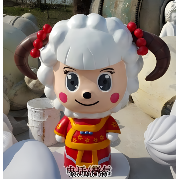 玻璃鋼女公仔卡通綿羊雕塑 玻璃鋼女公仔卡通綿羊雕塑