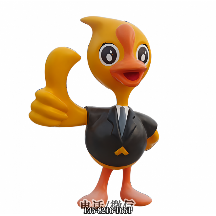 豎大拇指的卡通鴨子雕塑 豎大拇指的卡通鴨子雕塑