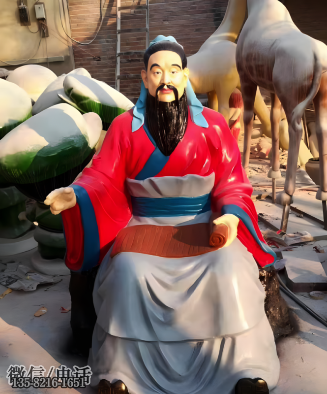 玻璃鋼彩繪仿真孔子雕塑 玻璃鋼彩繪仿真孔子雕塑